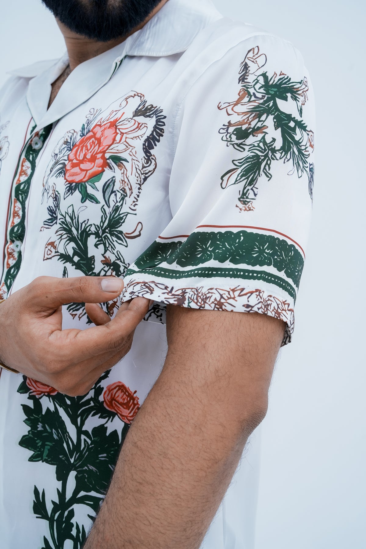Meadow Border Print Shirt - sleeve print detail