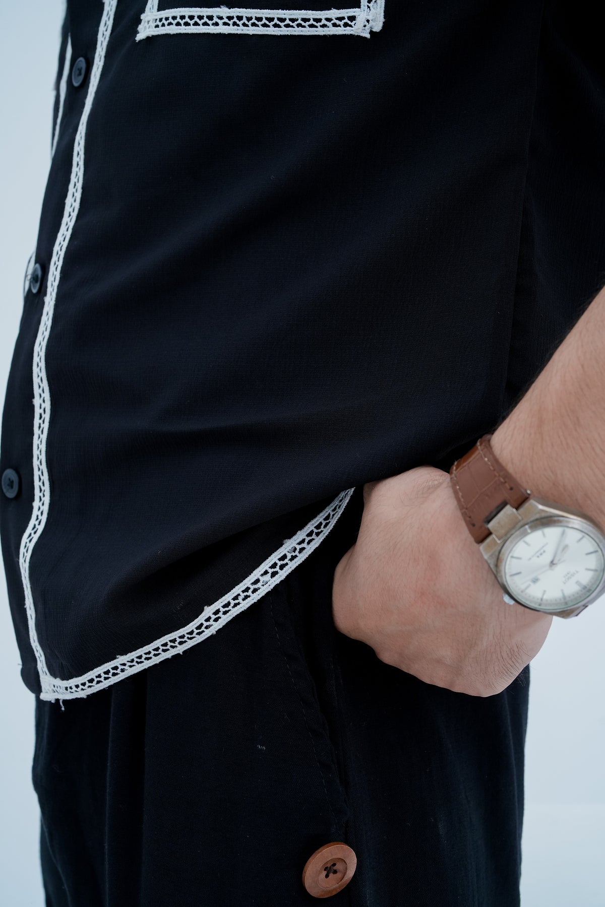 Outline Piped Camp Shirt - pocket panel detail