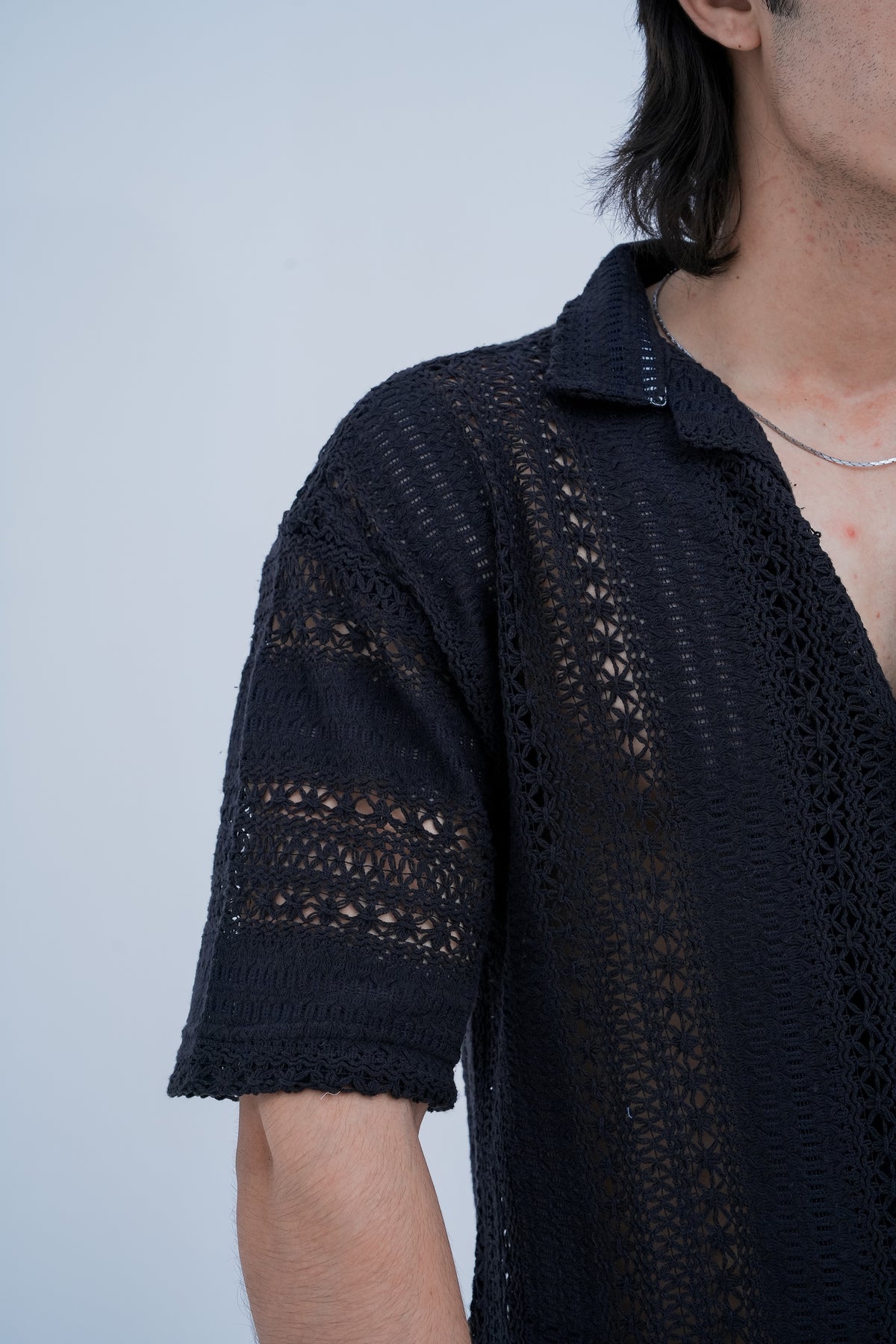 Mesh Weave Camp Shirt - sleeve texture detail